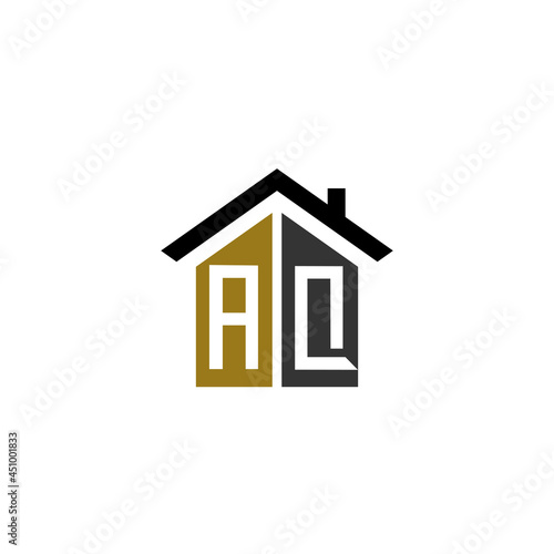 aq home logo design vector luxury linked