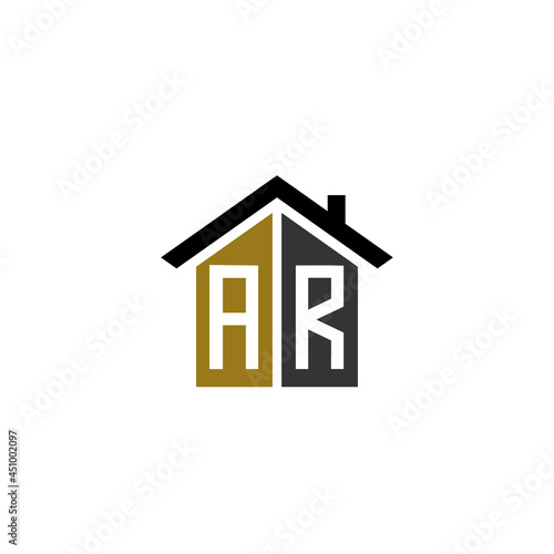 ar home logo design vector luxury linked
