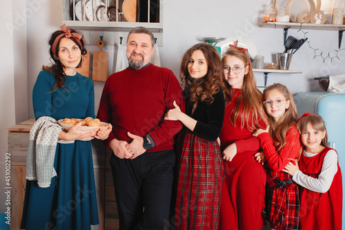 Big family with four daughters spend time at home