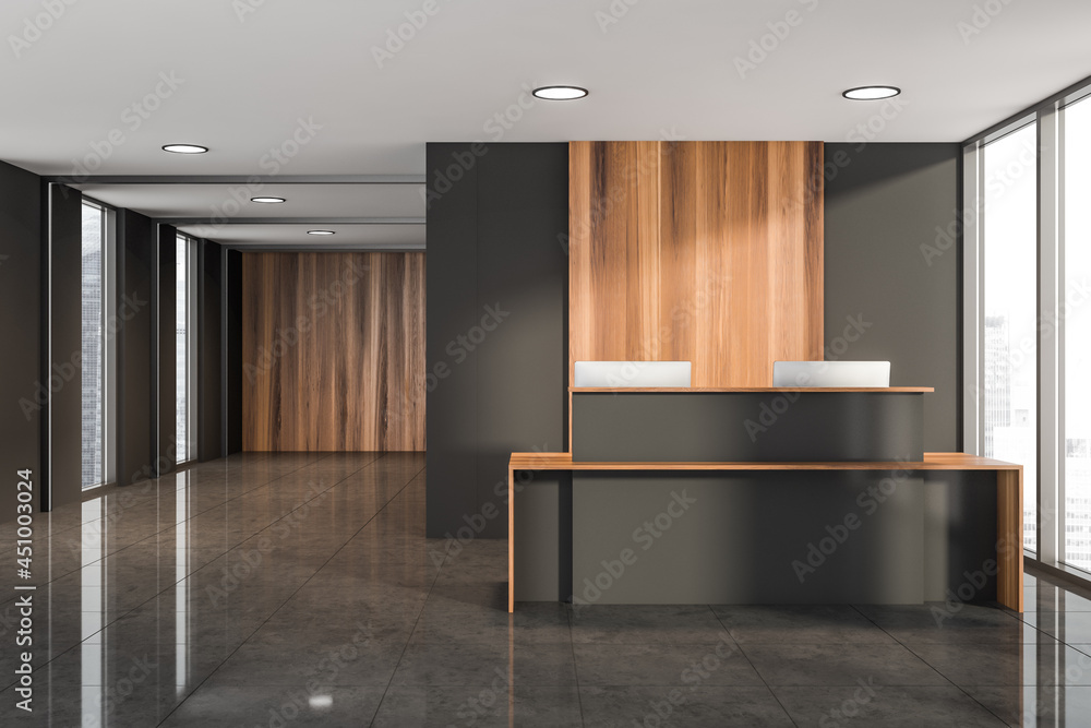 Office room and reception interior with panoramic window Office room and reception interior with panoramic window