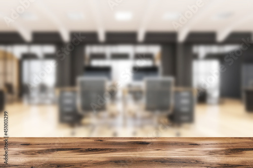 Принти на полотні Desk in black-and white office with wooden floor