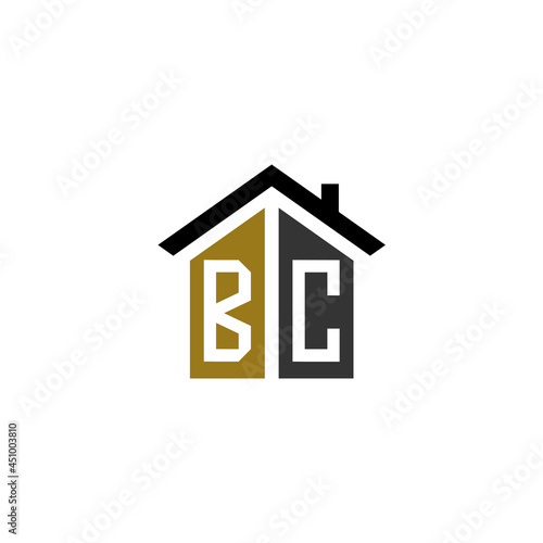 bc home logo design vector luxury linked