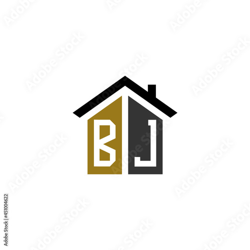 bj home logo design vector luxury linked