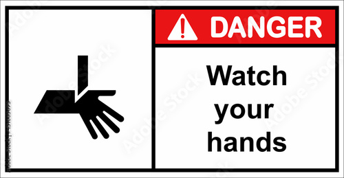 Be careful of sharp objects that cut your hand.Danger sign