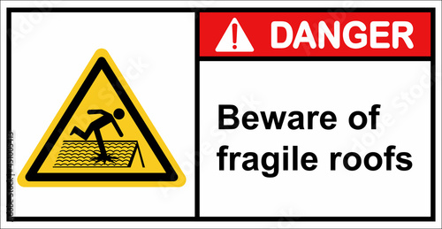 Free Download Please walk carefully as the roof is fragile.Danger sign. - GFXLoad