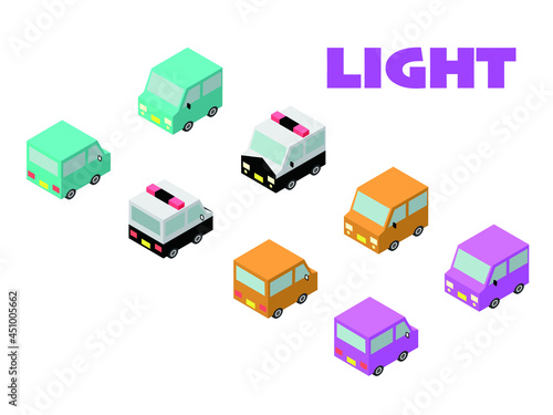 色々な軽自動車（アイソメトリック）