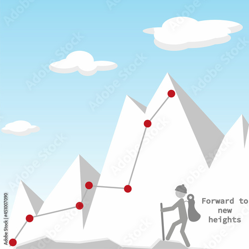 vector illustration of the path of the conqueror of the peaks
