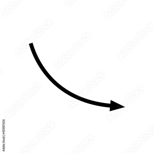 Decline trend icon. Presentation chart with downward curve with decreasing values. Vector Illustration