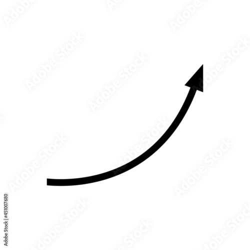 Growth trend icon. Presentation chart with upward curve with exponentially increasing values. Vector Illustration