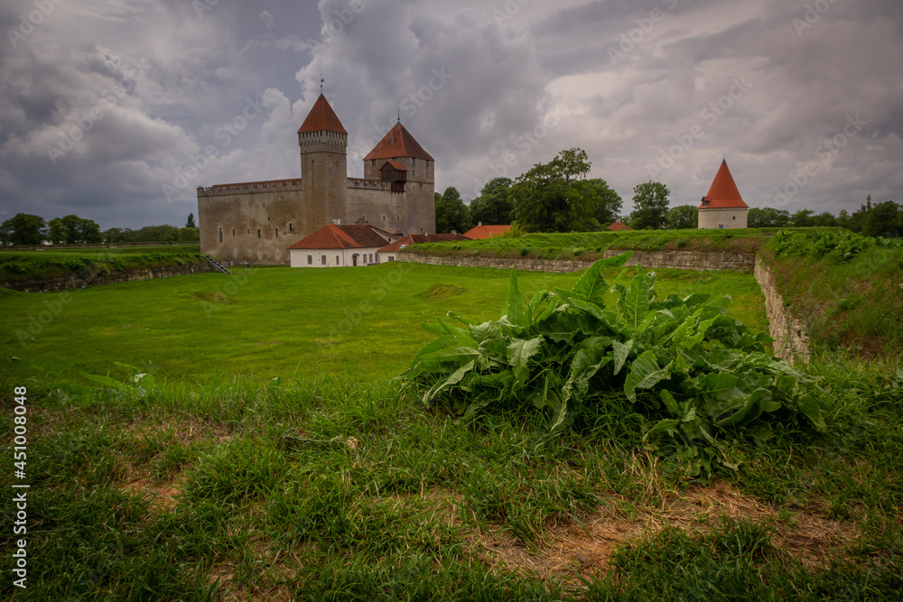 The photo of Kuressaare castle and its surroundings on Saaremaa island, Estonia.