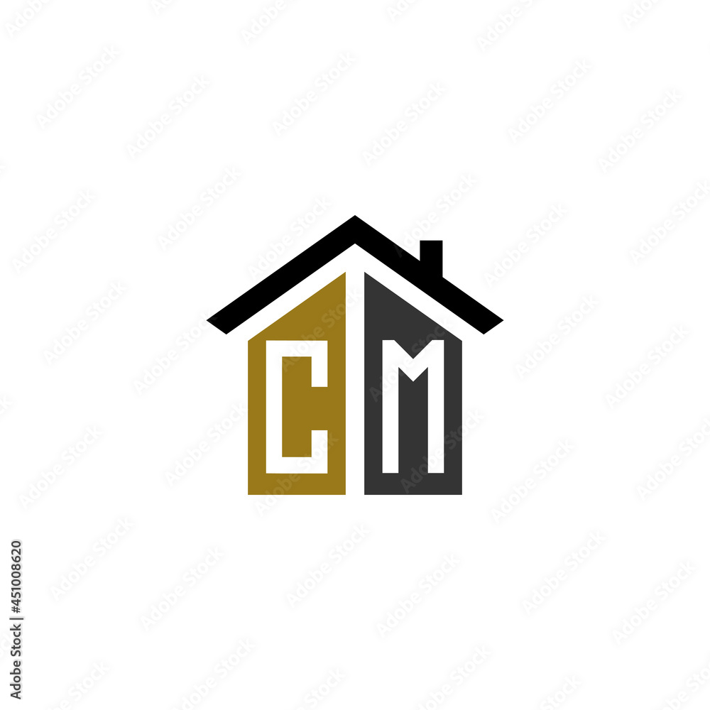 cm home logo design vector luxury linked - obrazy, fototapety, plakaty 