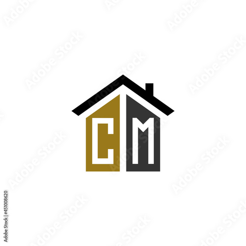 cm home logo design vector luxury linked