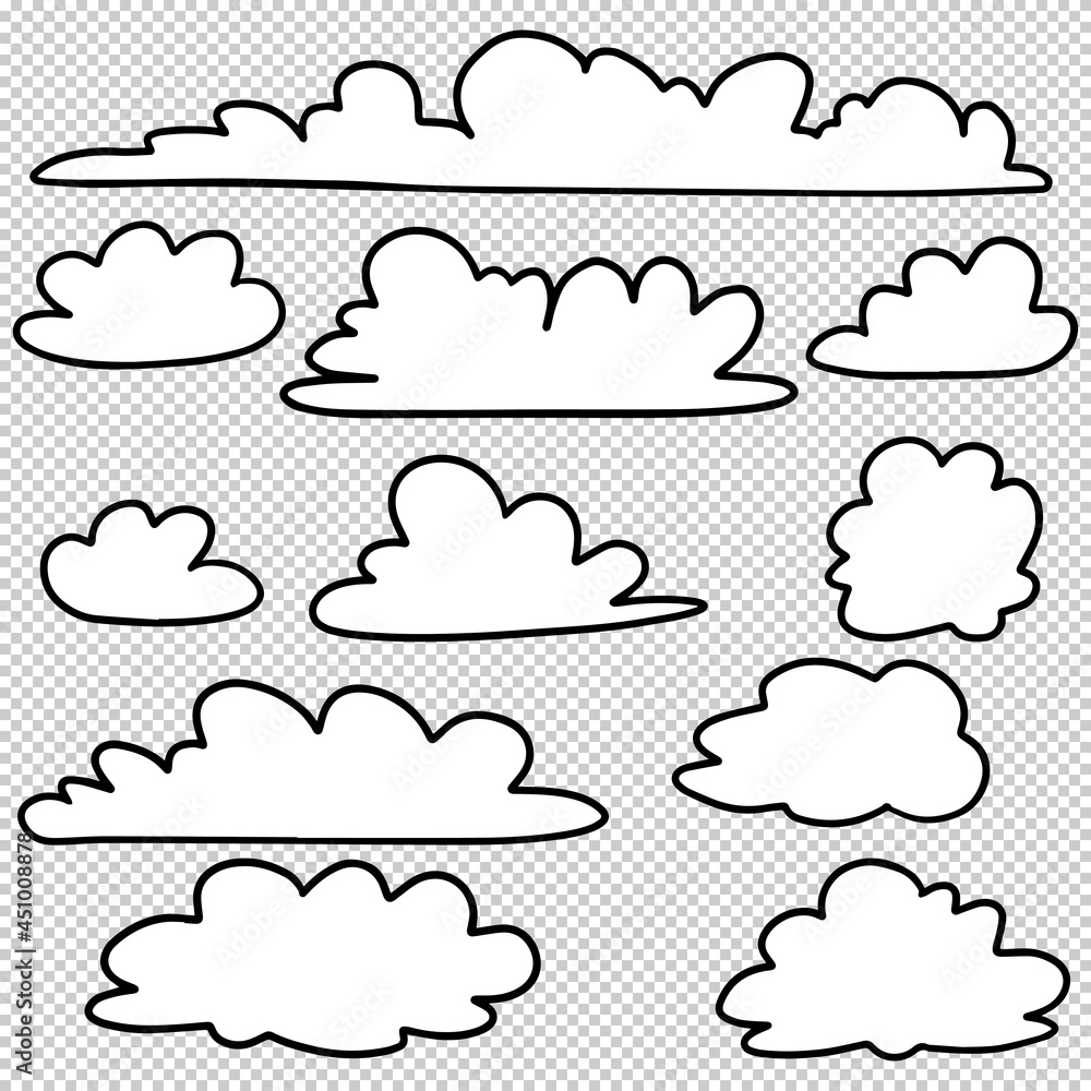 Fototapeta premium Doodle set of Hand Drawn Clouds isolated for concept design . vector illustration.