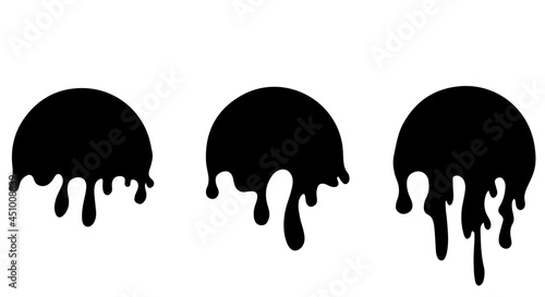 Dripping liquid. Current paint, stains. Paint dripping. Current inks. isolated on white background. Vector illustration.