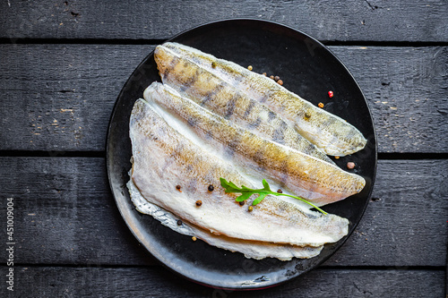 Cuadro en lienzo raw fillet no fish bones pike perch fresh seafood hake meal snack copy space foo