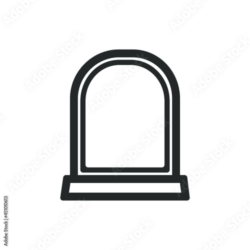 Gravestone logo, tombstone icon, headstone template outline vector clipart set. Simple flat modern design.