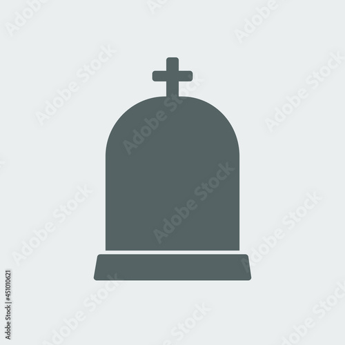 Gravestone with cross logo, tombstone icon, headstone silhouette vector clipart set. Simple flat modern design.