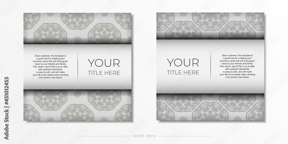 Luxurious Vector Preparing postcards in white color with abstract patterns.