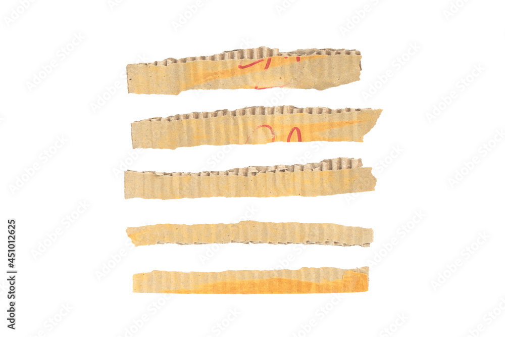 Recycled paper craft stick on a white background. Brown paper torn or ripped pieces of paper isolated on white background with clipping path. Recycled paper craft stick on a white background. Brown paper torn or ripped pieces of paper isolated on white background with clipping path.