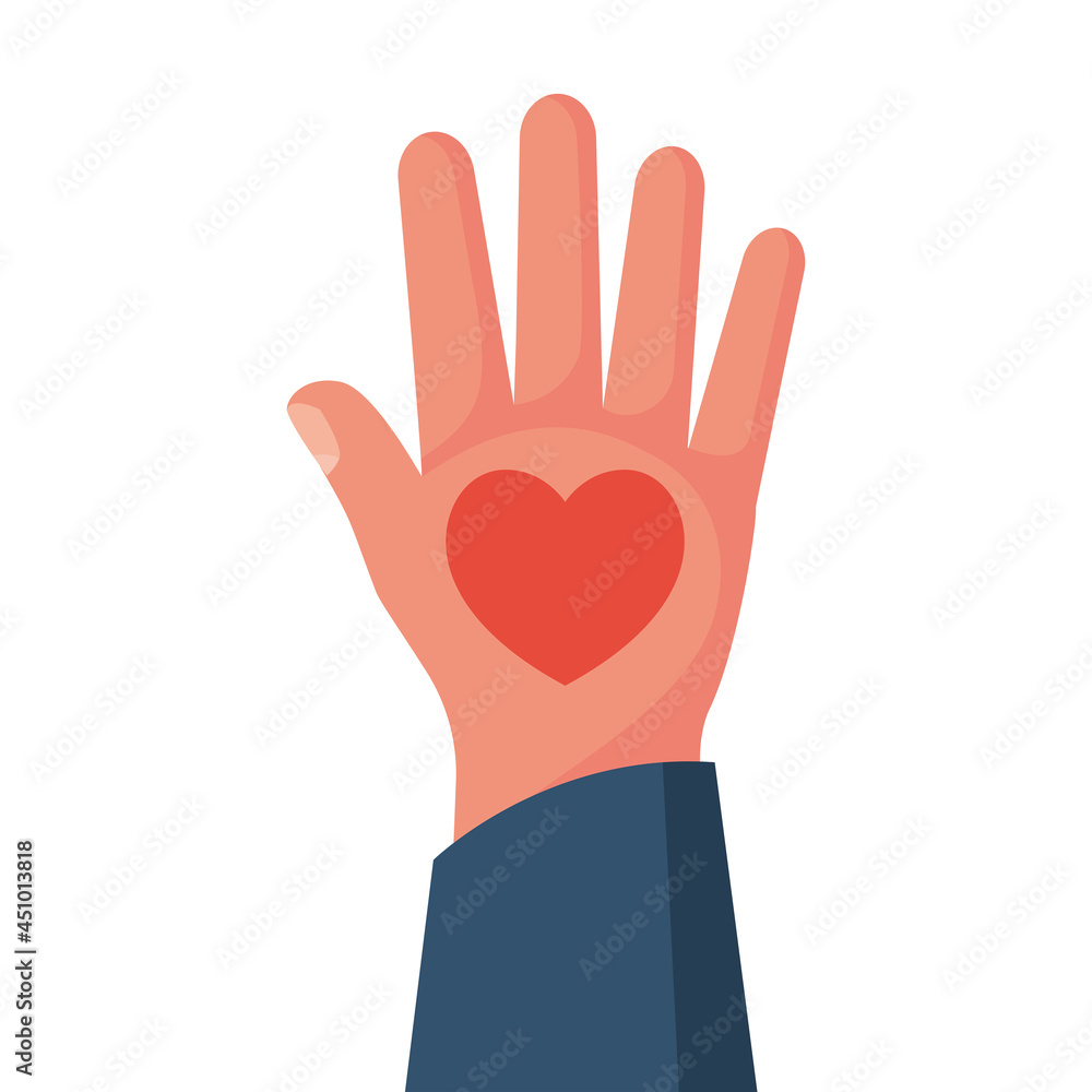 Heart in hands. Vector illustration flat design. Isolated on white background. Concept of Healthcare. Symbol of fidelity devotion. Heart in hands. Vector illustration flat design. Isolated on white background. Concept of Healthcare. Symbol of fidelity devotion.