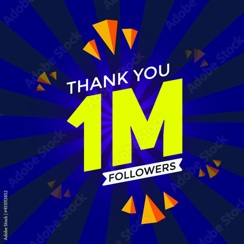 1m followers thank you colorful celebration template. social media followers achievement congratulation. 1000000
