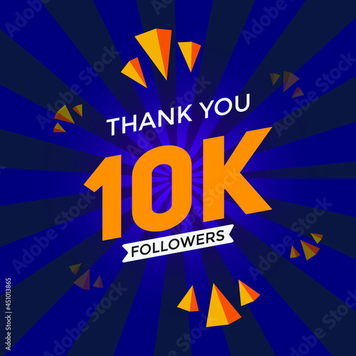 10k followers thank you colorful celebration template. social media followers achievement congratulation. 10000