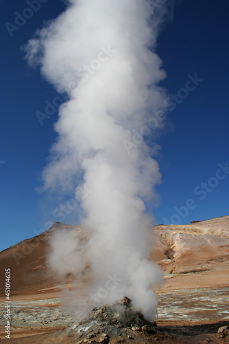 geyser in national park, Geysir, Namafjall, Haukadalur valley, Iceland 