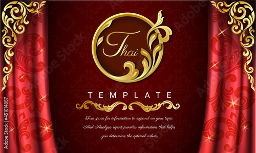 Red curtains background , Thai traditional concept The Arts of Thailand, Seamless background. EPS 10 vector illustration.
