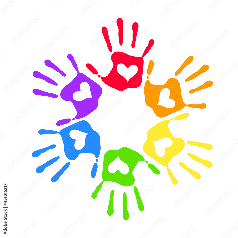 Hand print. Round frame on a white background. Vector illustration Hand print. Round frame on a white background. Vector illustration