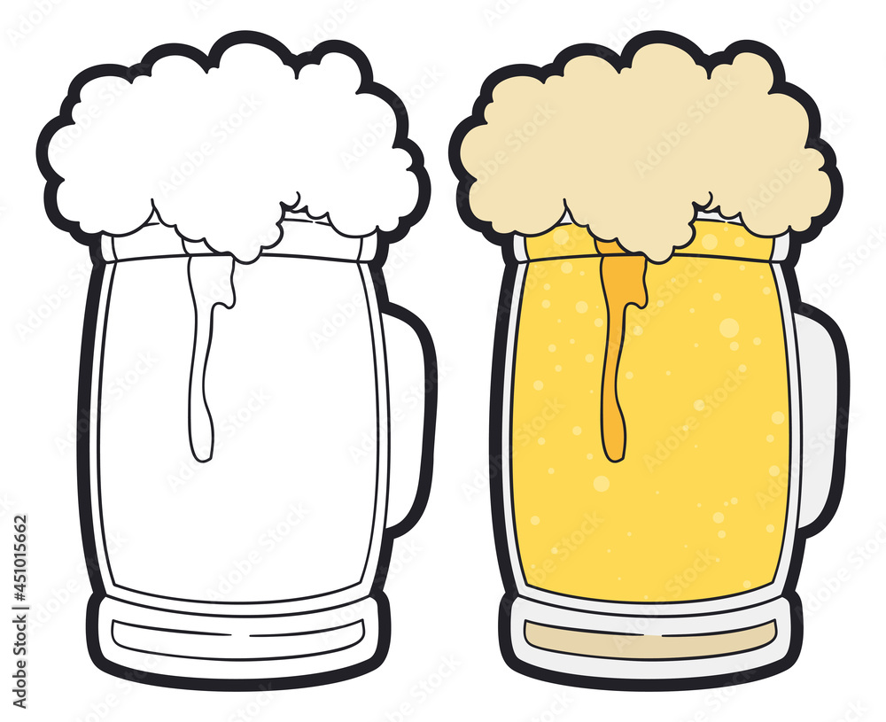 Glass tankard with frothy beer in flat style, Vector illustration Glass tankard with frothy beer in flat style, Vector illustration