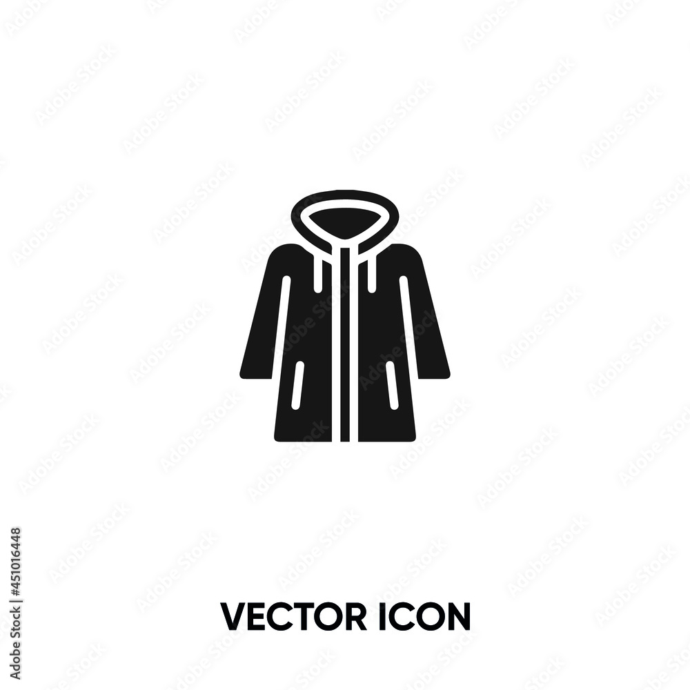 Rain coat vector icon. Modern, simple flat vector illustration for website or mobile app.Coat symbol, logo illustration. Pixel perfect vector graphics Rain coat vector icon. Modern, simple flat vector illustration for website or mobile app.Coat symbol, logo illustration. Pixel perfect vector graphics