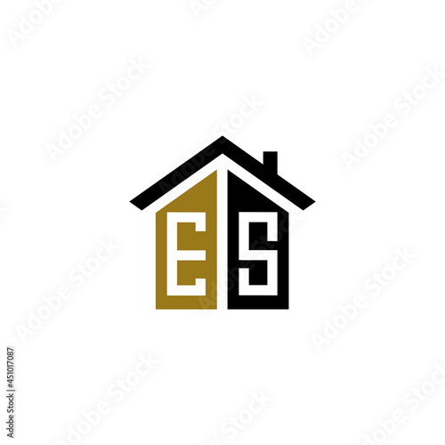 es home logo design vector luxury linked © box file
