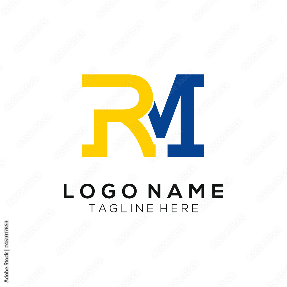 letter R M icon logo design concept