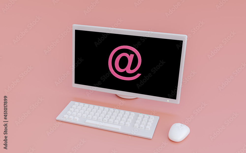 3D Render Computer, pc surfing internet and email. 3D Render Computer, pc surfing internet and email.