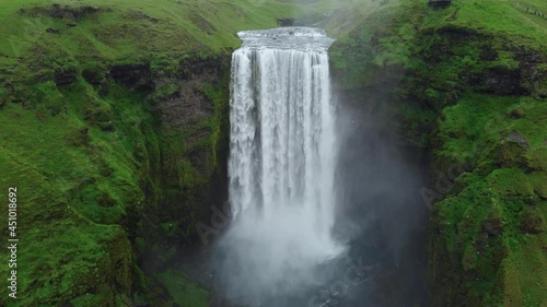 Wallpaper Mural Static shot of Skogafoss waterfall in iceland. Aerial drone video of Icelandic landscape. Famous tourist attractions and landmarks destinations in Icelandic nature on Iceland. 4K UHD video. Torontodigital.ca