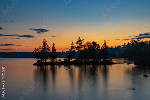 A large lake at dusk