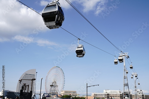 Yokohama air cabin gondola is under blue sky in Minatomirai in Japan. photo