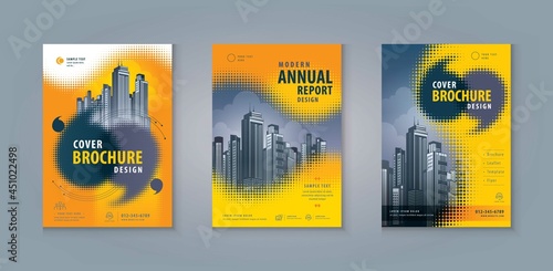 Business Leaflet Brochure Flyer Corporate book cover Template, Abstract Speech Bubble in halftone