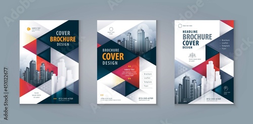 Business Flyer Poster Design Set. Cover brochure Template, Abstract Geometric Triangle Background