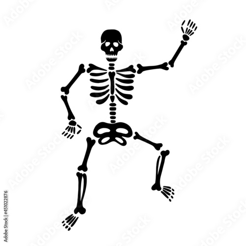  dancing black skeleton. vector illustration