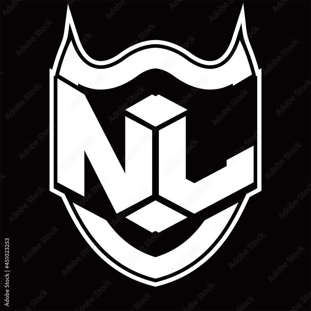 NL Logo monogram design isolated with shield shape design template NL Logo monogram design isolated with shield shape design template