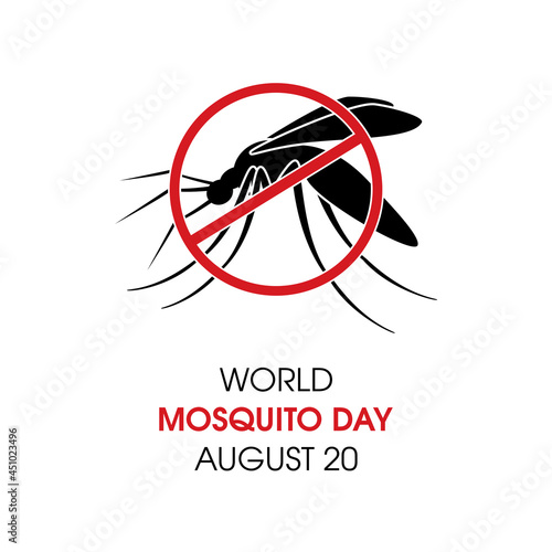 World Mosquito Day vector. Mosquito silhouette icon vector. Gnat mosquito ban icon. Stop malaria symbol vector. August 20, important day