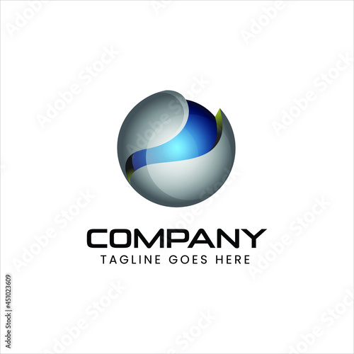 globe 3d tech business logo design