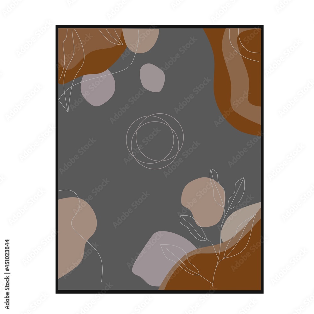  contemporary art posters in pastel colors. Abstract geometric elements and strokes, decorative trees, Great design for social media, postcards, prints.