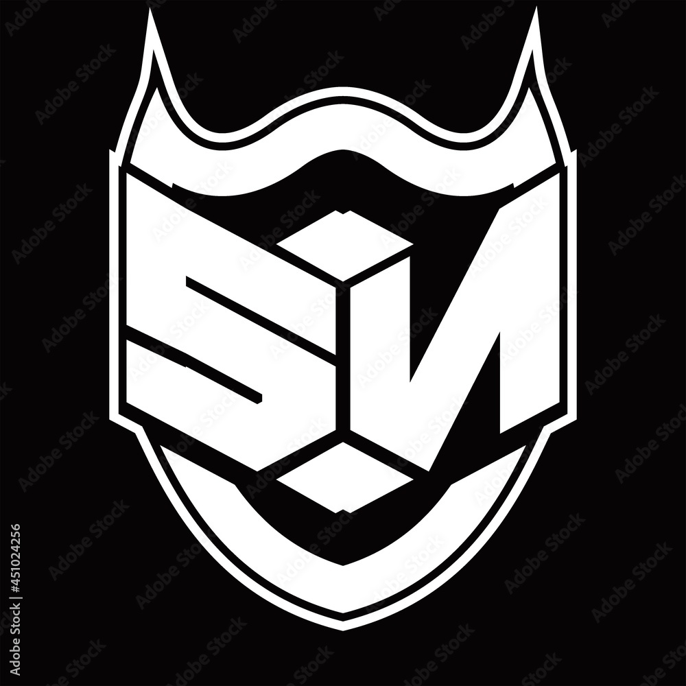 SN Logo monogram design isolated with shield shape design template