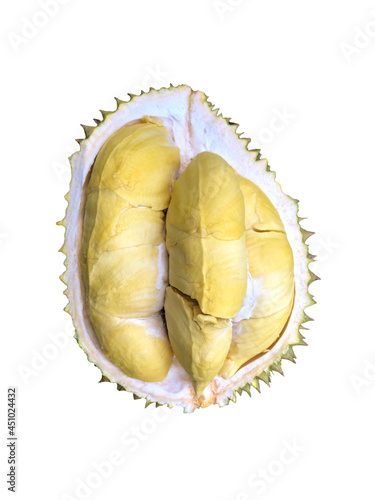 top close up of durian on white background