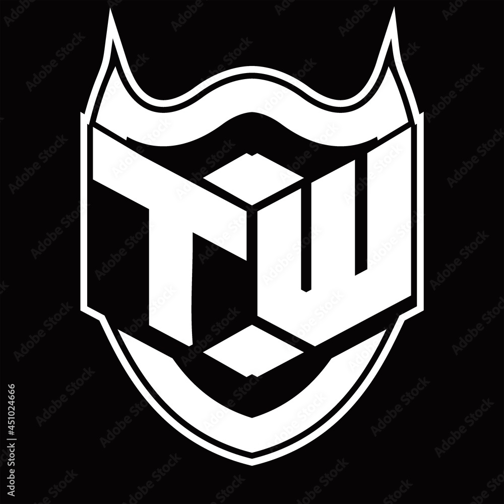 TW Logo monogram design isolated with shield shape design template TW Logo monogram design isolated with shield shape design template