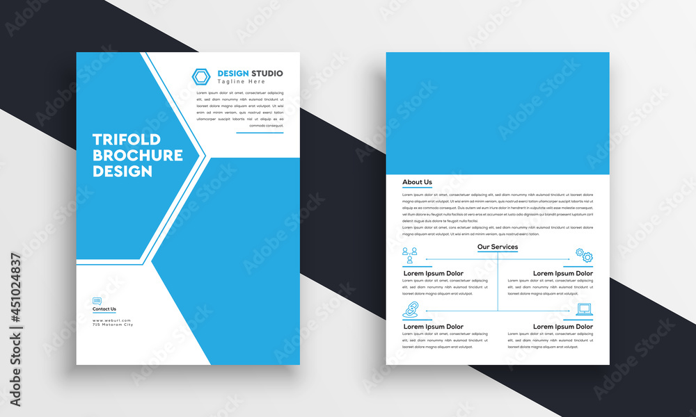 Blue triangle annual report brochure flyer design template vector, Leaflet cover presentation abstract geometric background, layout in A4 size