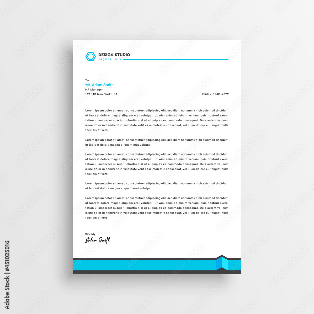 Elegant letterhead template design in minimalist style - Clean Corporate Letterhead Template Design