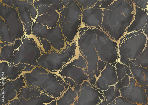 Gold marble texture on gray background. Luxury design for wall art vector illustration